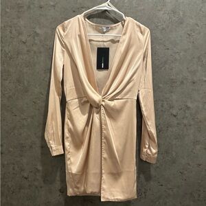 Beige Long Sleeve Dress